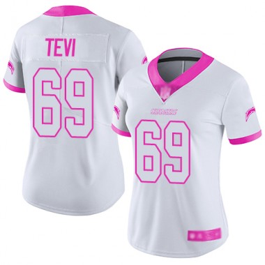 Los Angeles Chargers NFL Football Sam Tevi White Pink Jersey Women Limited  #69 Rush Fashion->los angeles chargers->NFL Jersey